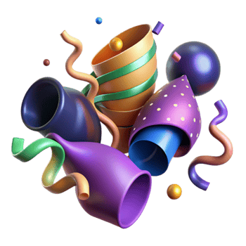 beautiful vintage Party Streamers Curled and Colorful Cutout 4K png