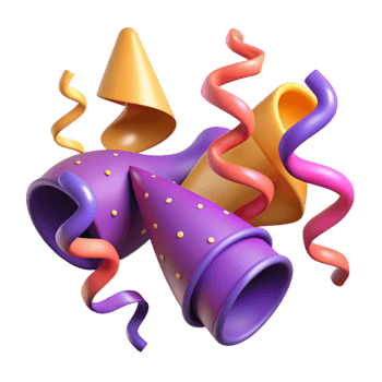 beautiful traditional Party Streamers Isolated with Curly Shape exclusive png