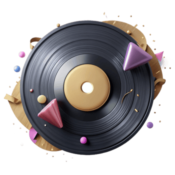 beautiful abstract Retro Vinyl Record with Blank Label Isolated detailed png