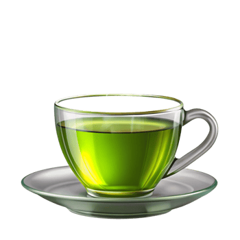 Refreshing green tea delight in a clear cup minimalist setting close-up shot inviting home atmosphere png