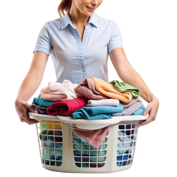 Person folding freshly laundered clothes in cozy home environment indoor setting lifestyle viewpoint png