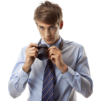 Young man in business attire tying necktie studio setting portrait photography professional environment close-up view style concept png