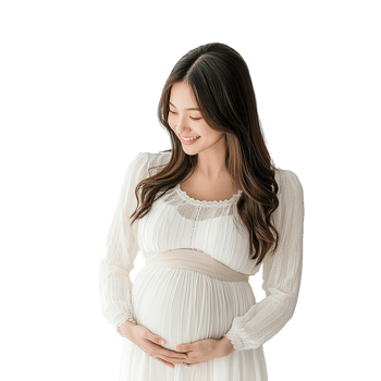 Happy Pregnant Woman Touching Belly at Transparent Background png