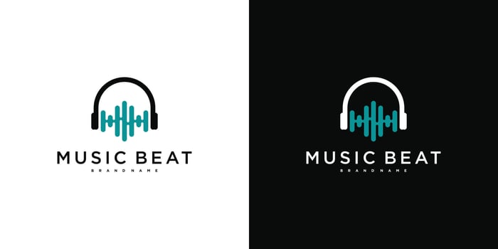 Modern music beat logo design template vector