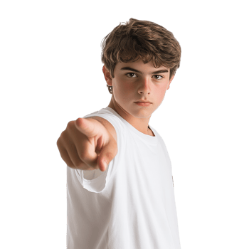 Young Boy Pointing at Object, Isolated at Transparent Background png