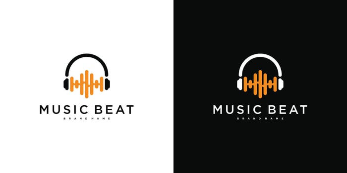 Modern music beat logo designs vector
