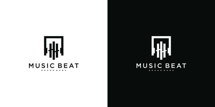 Modern music beat logo design vector