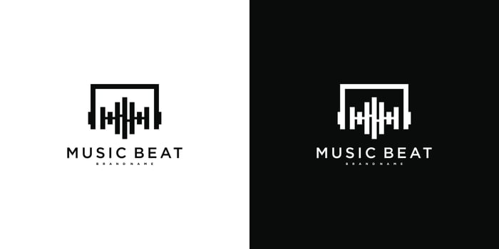 Modern music beat logo designs. Premium vector