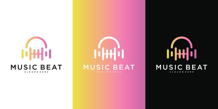 Modern music beat logo design. Premium vector