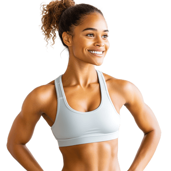 Energetic Woman Running in Athletic Outfit, Happy and Healthy, at Transparent Background png