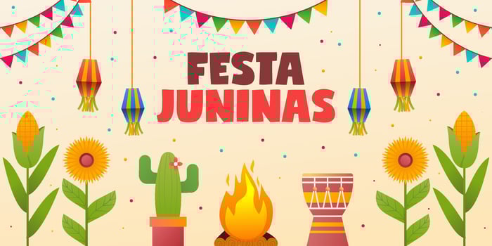 festa juninas horizontal banner illustration in gradient style vector