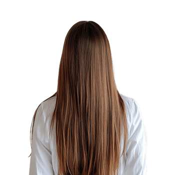 Woman with Brown Long Hair in Straight Style, Rear View, on Transparent Background png