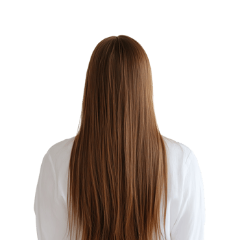 Back View of Woman with Long Straight Brown Hair, Isolated on Transparent Background png