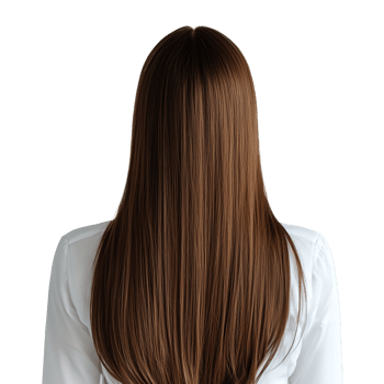 Woman with Straight Long Brown Hair from Back View, Hair Styling Isolated at Transparent Background png
