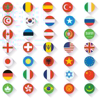 World flag flat icon collection with all nations country flags vector