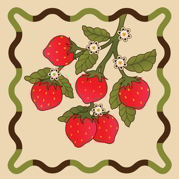 Fresh And Ripe Strawberries With Vibrant Red Color Lush Green Leaves vector