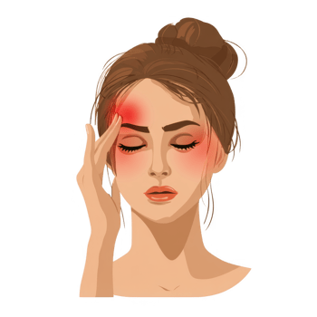 woman headache stress relief therapy illustration with pressure points and soothing expression png