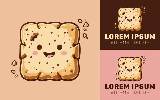 Crunchy Biscuit Icon Logo in Minimalist Design vector