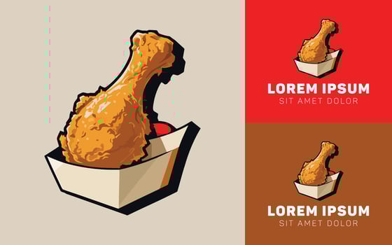 Golden Fried Chicken Logo Icon with Clean Lines vector