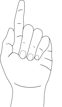 Outline Drawing of a Hand with Index Finger Raised png