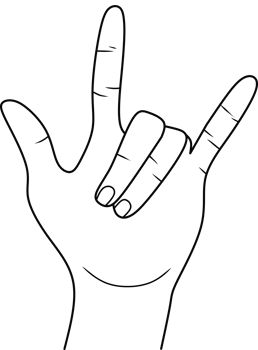Line Art of Hand Making I Love You Sign in Sign Language png