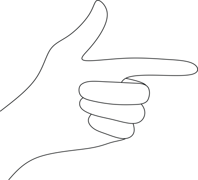 Minimalist Outline of a Hand Making a Pointing Gesture on Transparent Background png