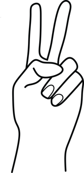 Line Drawing of Hand Making a Peace Sign Gesture png