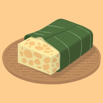 Indonesia traditional food tempeh wrapped by banana leaf vector