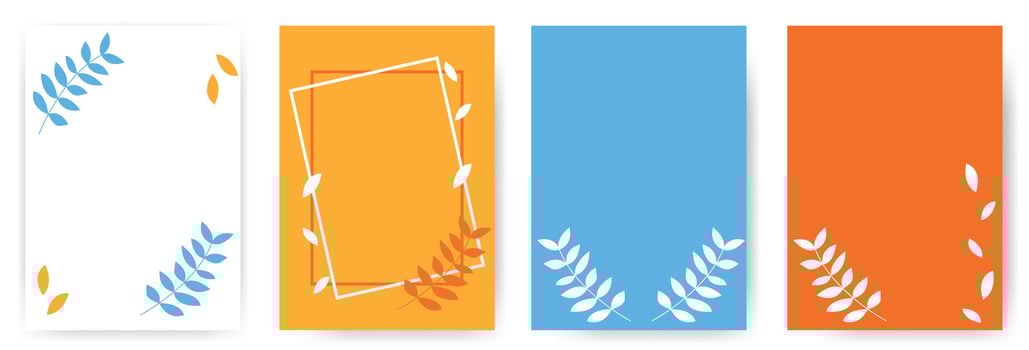 Fame poster set decorated with leaves and branches. backgrounds with floral design. vector