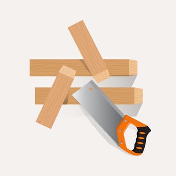 Sawing with wood plank graphic design illustration vector