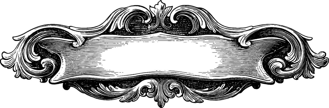 Ornamental engraved banner design with vintage decorative elements. vector
