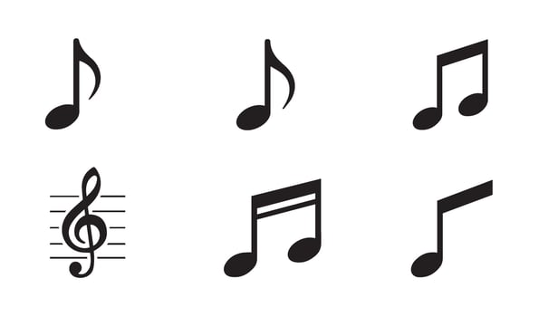 Unique musical symbols design offering treble clefs and notes with stylish patterns perfect for artistic and aesthetic projects vector