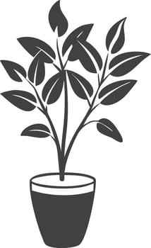 Elegant Plant in Pot Black and White Minimalist Botanical Illustration for Wall Art and Prints vector