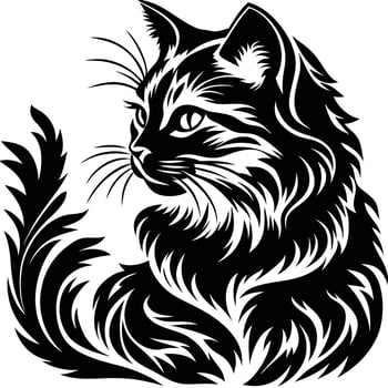 Stylized Black-and-White Cat Face Illustration Minimal Design for Pet and Animal Art vector