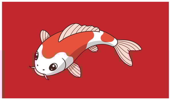 Beautiful Koi Fish Swimming in Tranquil Blue Background for Creations vector