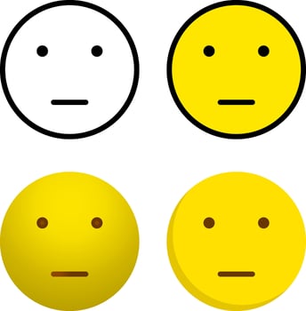 Yellow Emoticon Apathetic Face Emoji Various Style vector