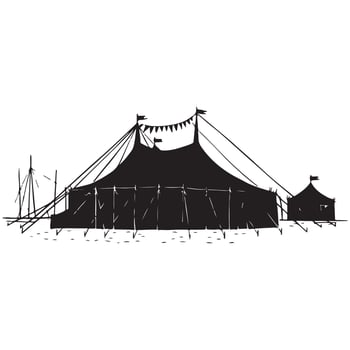 Big Top Circus Tent Silhouette Isolated on White vector