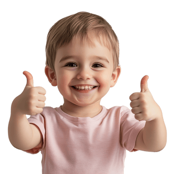 Cheerful Kid Giving Thumbs Up, Smiling Isolated at Transparent Background png