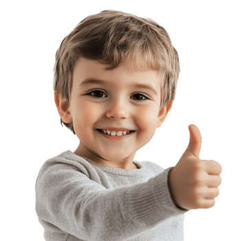 Cheerful Smiling Kid Showing Thumbs Up isolated on Transparent Background png