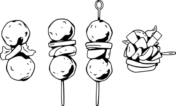 Delicious Meatball Skewers Preparation Guide Step-by-Step Assembly Of Savory Grilled Meatballs With Fresh vector