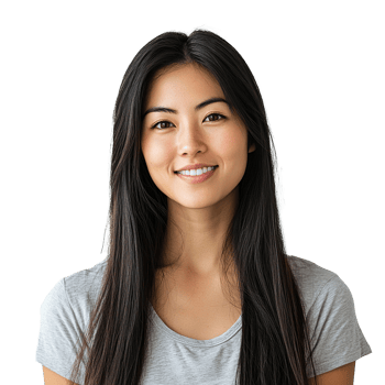 Smiling Asian Woman Isolated at Transparent Background png