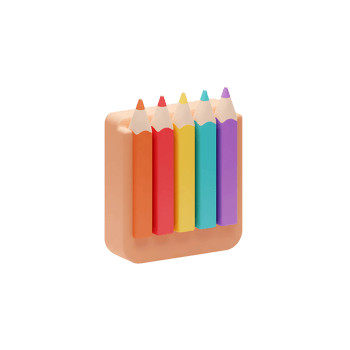 3D Pencils in Holder Icon - Colorful Art Supplies Illustration png