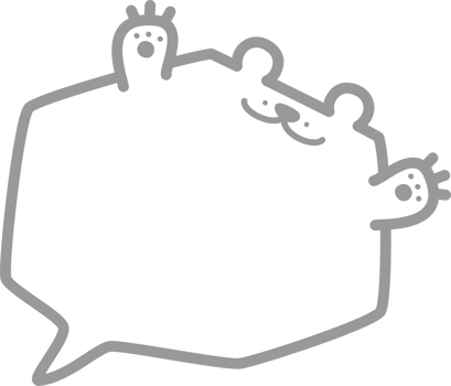Minimal doodle hand draw animal bear speech bubble balloon hexagon shape, icon sticker memo keyword planner text box banner, flat design illustration7 png