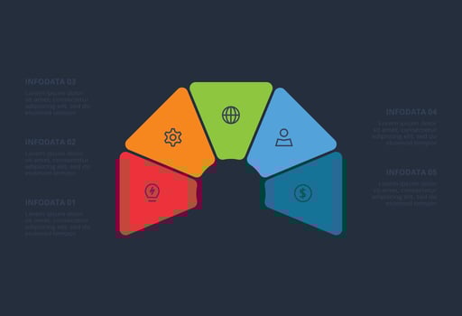 Template for web on a black background. Creative concept for infographic with 5 steps. vector