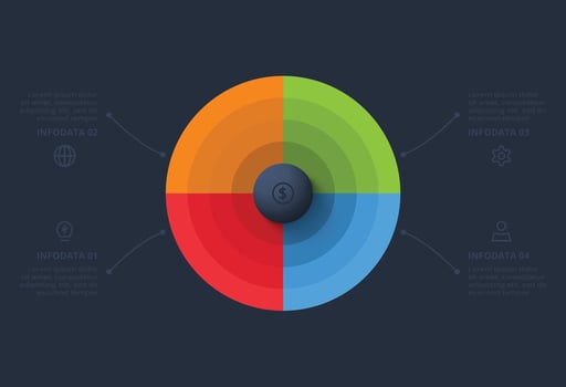 Modern concept design template with 4 options. Template for web on a black background. vector