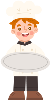 Cheerful Cartoon Chef Holding a Tray png