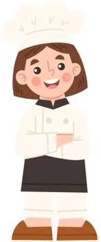 Illustration of a cheerful girl chef standing png