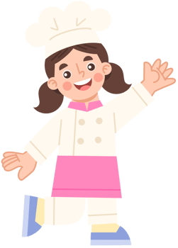 Illustration of a cheerful girl chef png