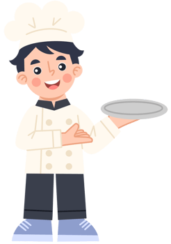 Illustration of a male chef holding a plate png