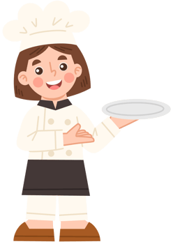 Illustration of a female chef holding a plate png